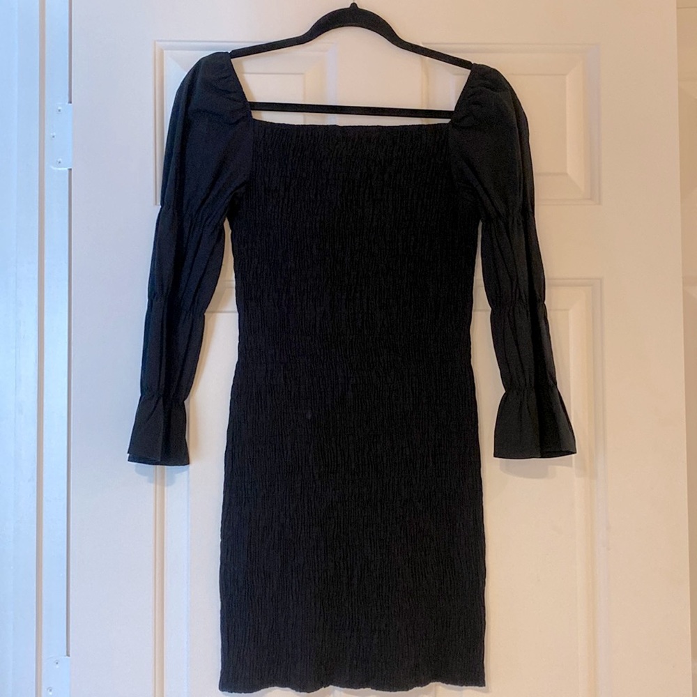 Bershka black cotton smocked dress